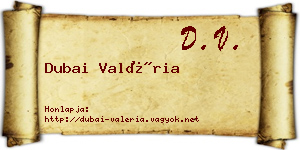 Dubai Valéria névjegykártya